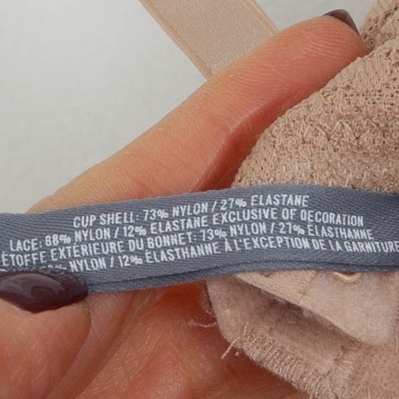 Aerie Strapless Push Up Lace Trim Convertible Bra Nude Size 38DD Underwire - Picture 5 of 5